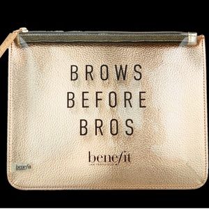 Benefit makeup bag “brows before bros.”